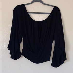 Black Free People Crop Blouse